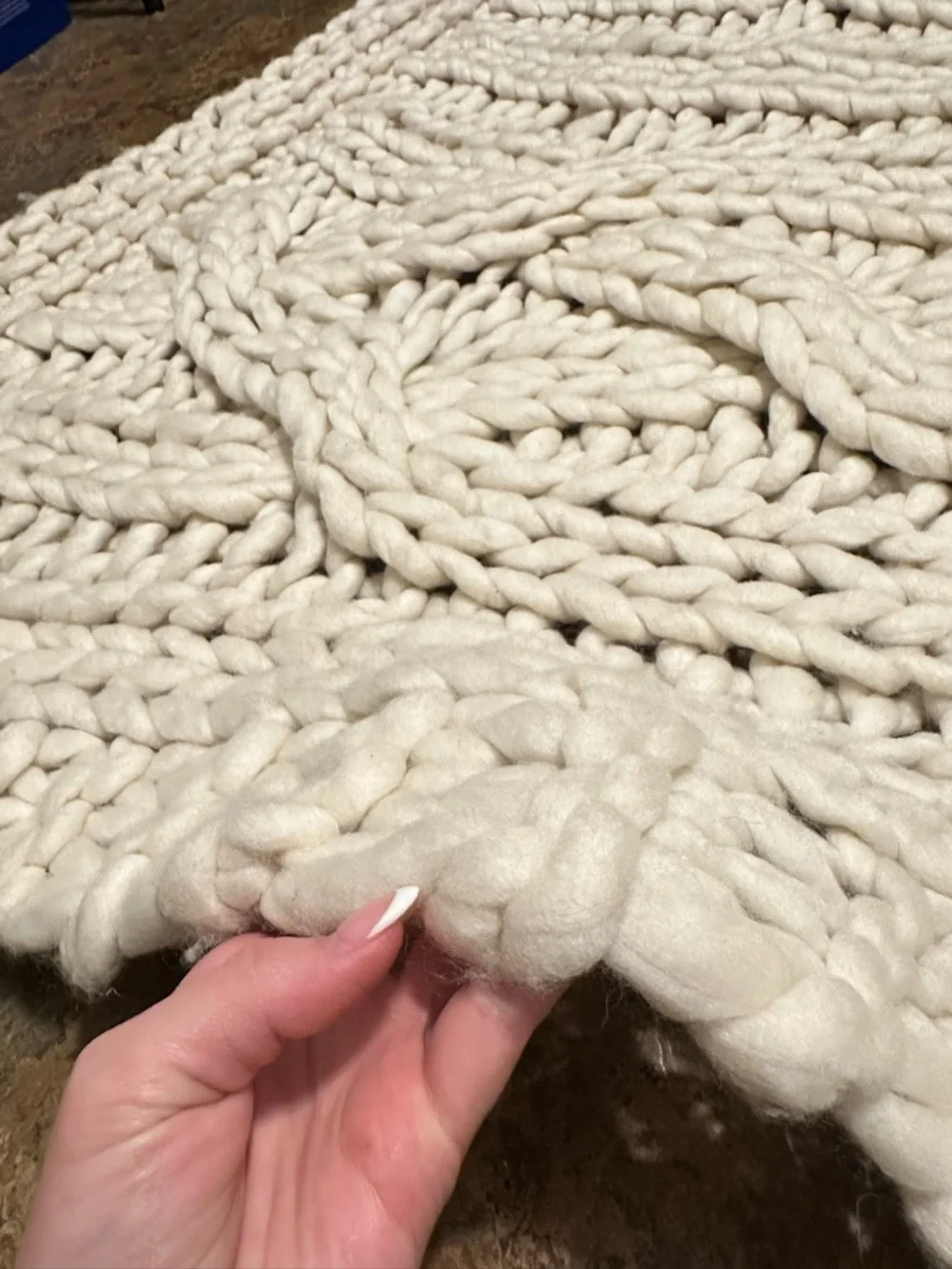 Ethan Allen Chunky Knit Throw Blanket in Ivory
